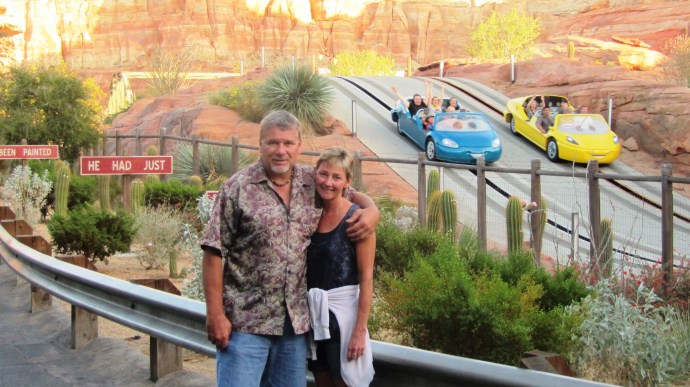 "Cars" zipping through Radiator Springs.